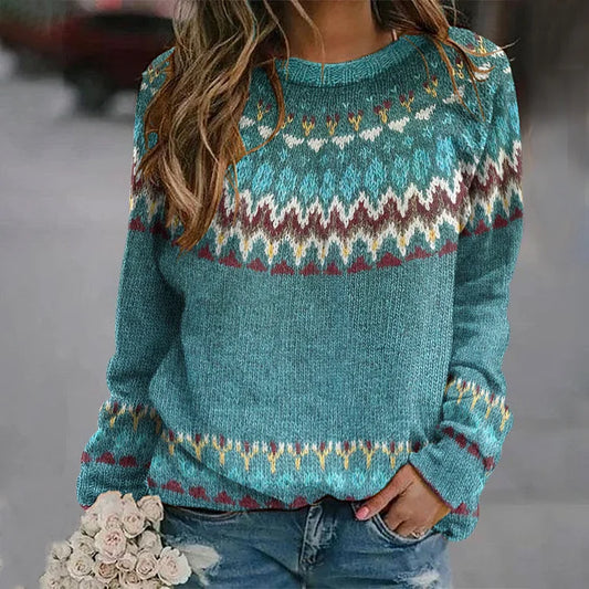 Regina | Retro Wave Pattern Knit Sweater